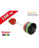 Olympic Crossfit Kit Stoßstangenscheiben 150 kg mit Stange 220 cm Last 320 kg